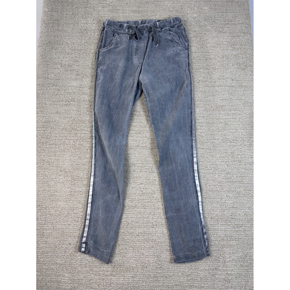 Tempo Paris Gray Mineral Wash Joggers Silver Side Stripe Made in Italy Small